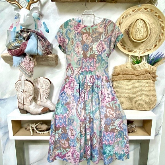 Stunning western Aztec native vibe vintage boho dress w country feel - Picture 13 of 16